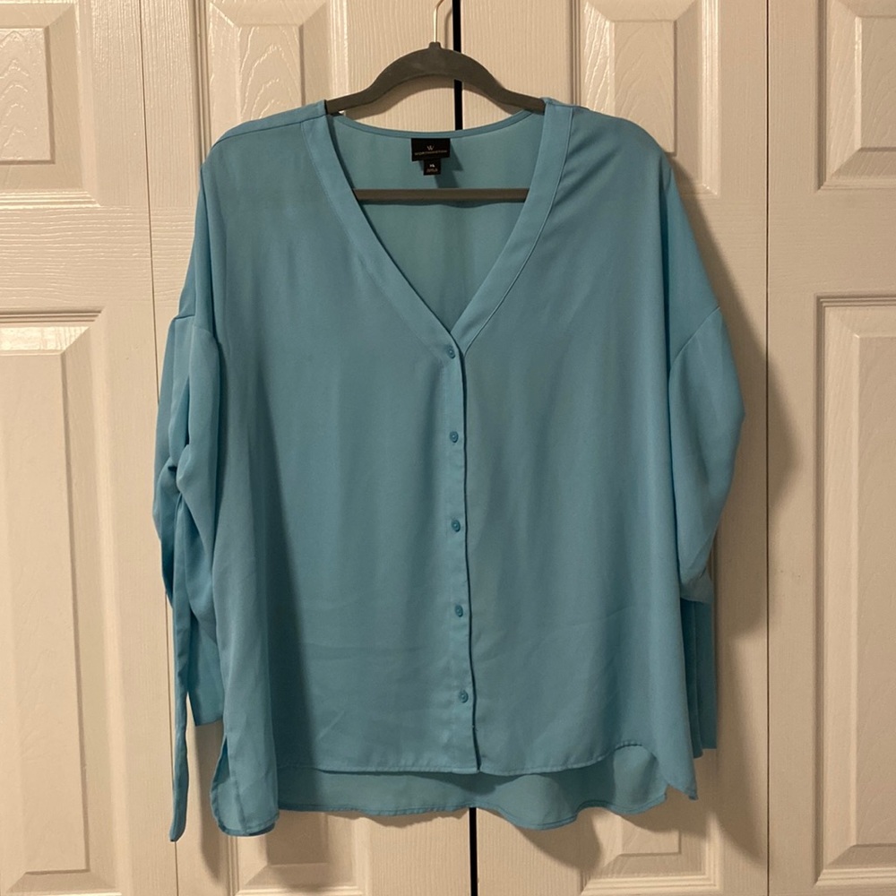 Worthington blue blouse. 3/4 sleeve size XL.